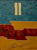 "Portrait of Five Tomatoes; Emerging From a Red Background. Painting Things and a Window."    24"x18"  1986