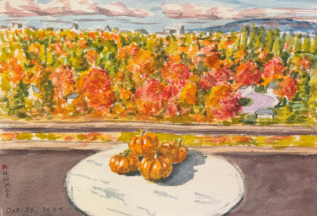View Fall Colours and Mini Pumpkins 7"x10" Watercolour on Paper