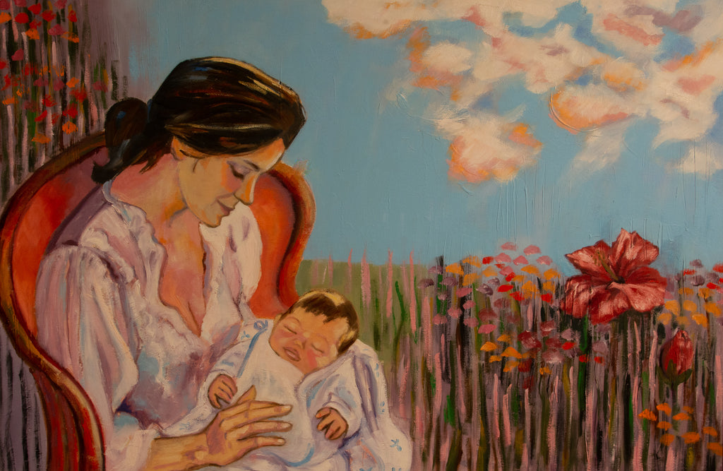 "Mother & Child; Sky and Field of Flowers."    32"x40"  1996