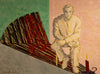 "Man in Transparency; Colourful Shadow + Candle."     30"x40"  1984