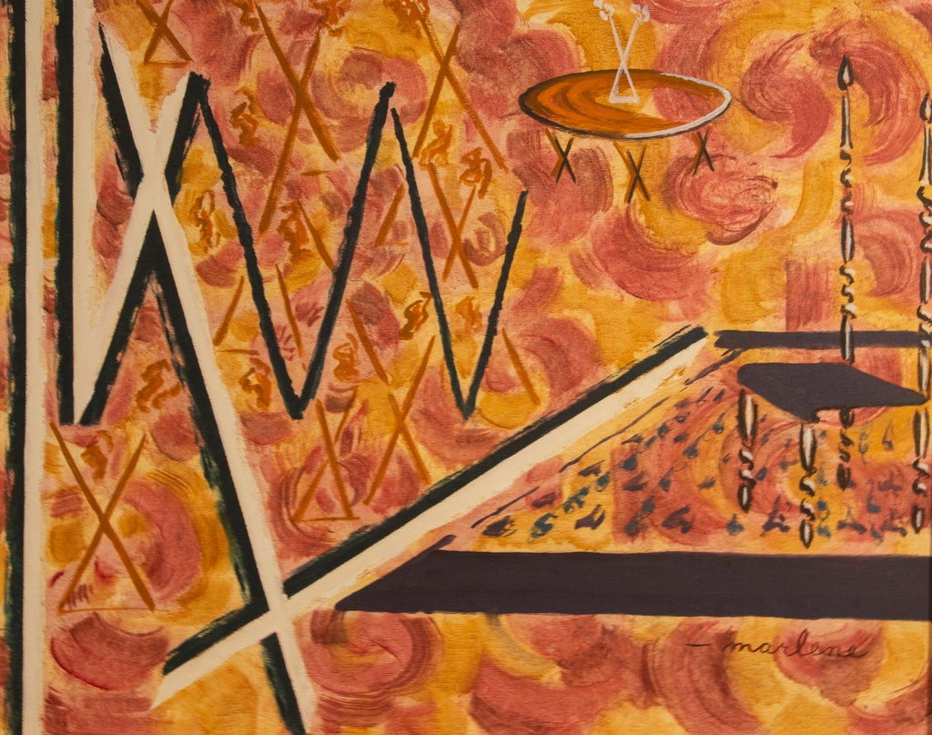 "Geometry in Pink of Table Top and Empty Chair."  20"x25"   1983