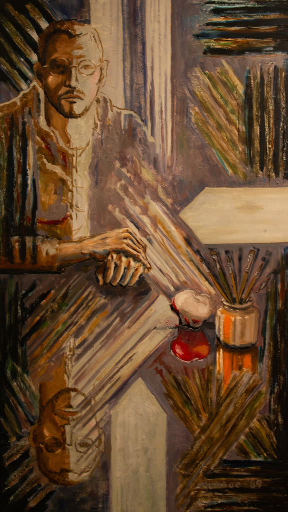 "The Model; His Hands, Still Life and Arrows."    60"x35"  1988