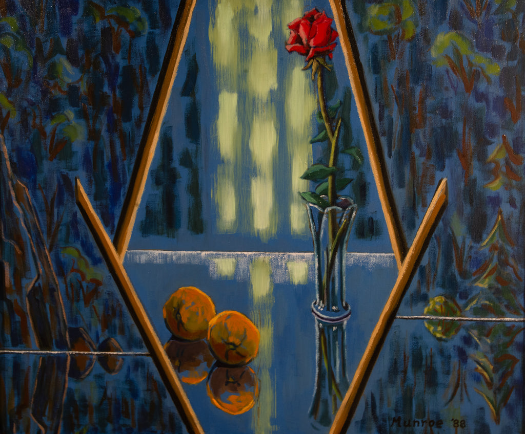 "Single Rose + Oranges and Reflections."   30"x36"  1988