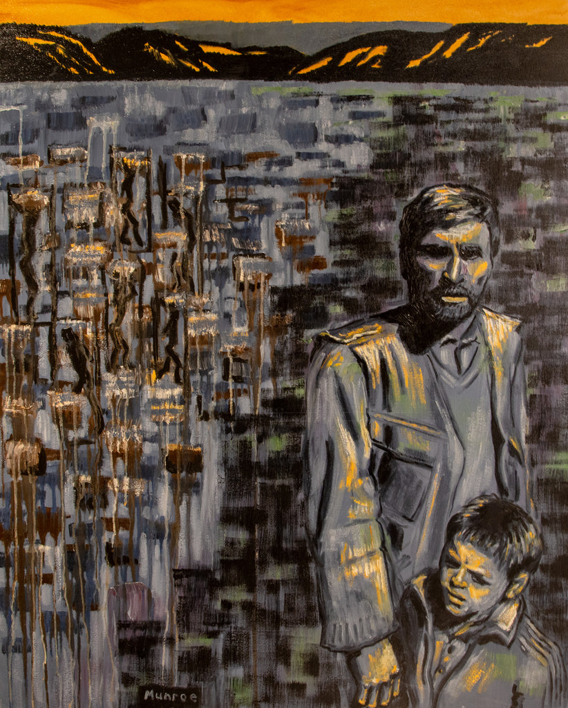 "Father and Son;  Figures in Background."    40"x32"  1989