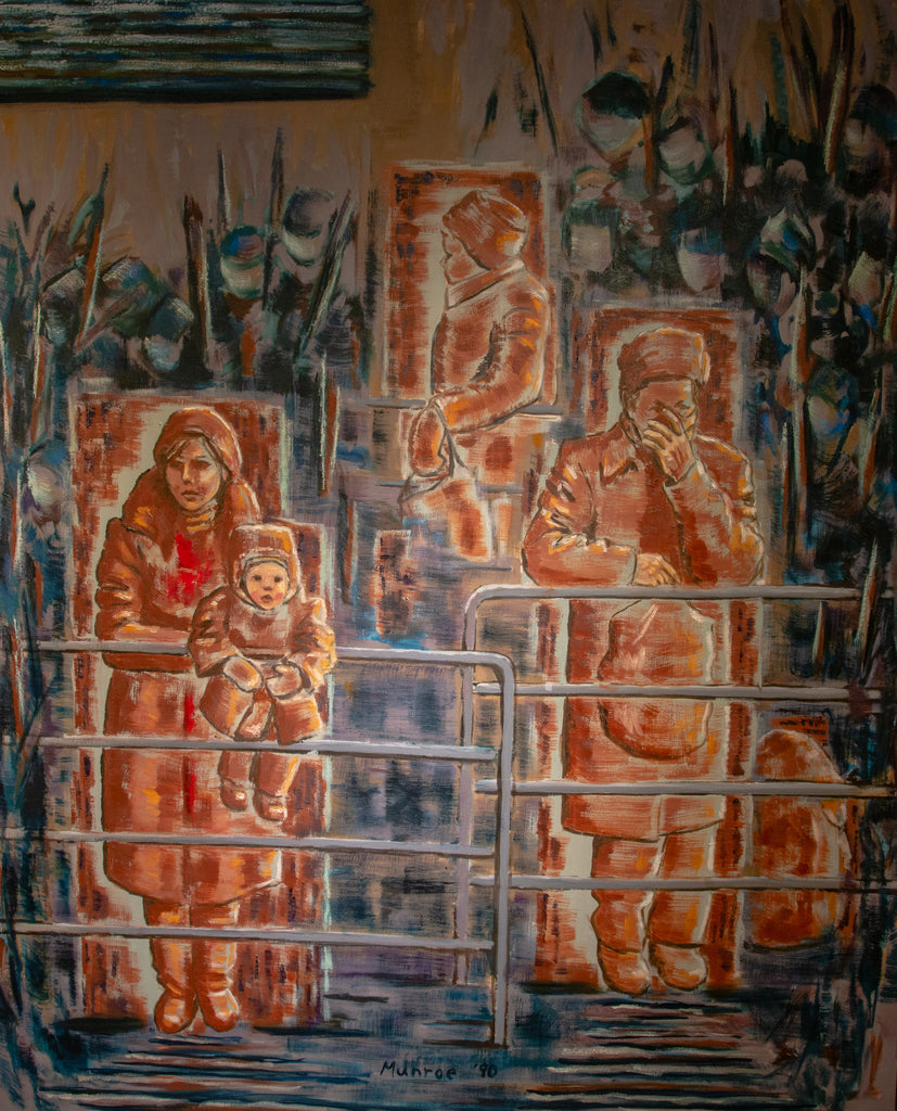 "The Barriers"  Armed Commotion in Background."   60"x48"  1990