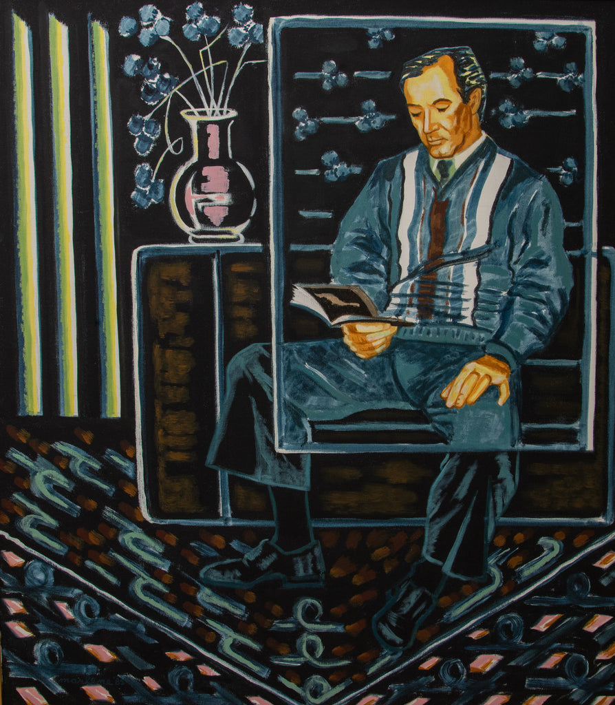 "Man Reading; Rectangles and Dynamic Lines."    34"x30"   1985