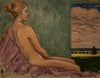"Nude Female Model Posing 2017 an Detail of J.W. Morrice painting St. Malo 1909."    14" x 18"    2017