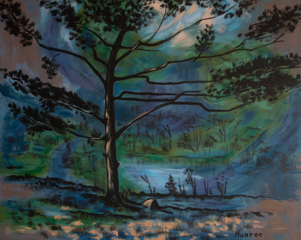 "Pine Tree in Swirling Green and Blue."    32"x40"  1992