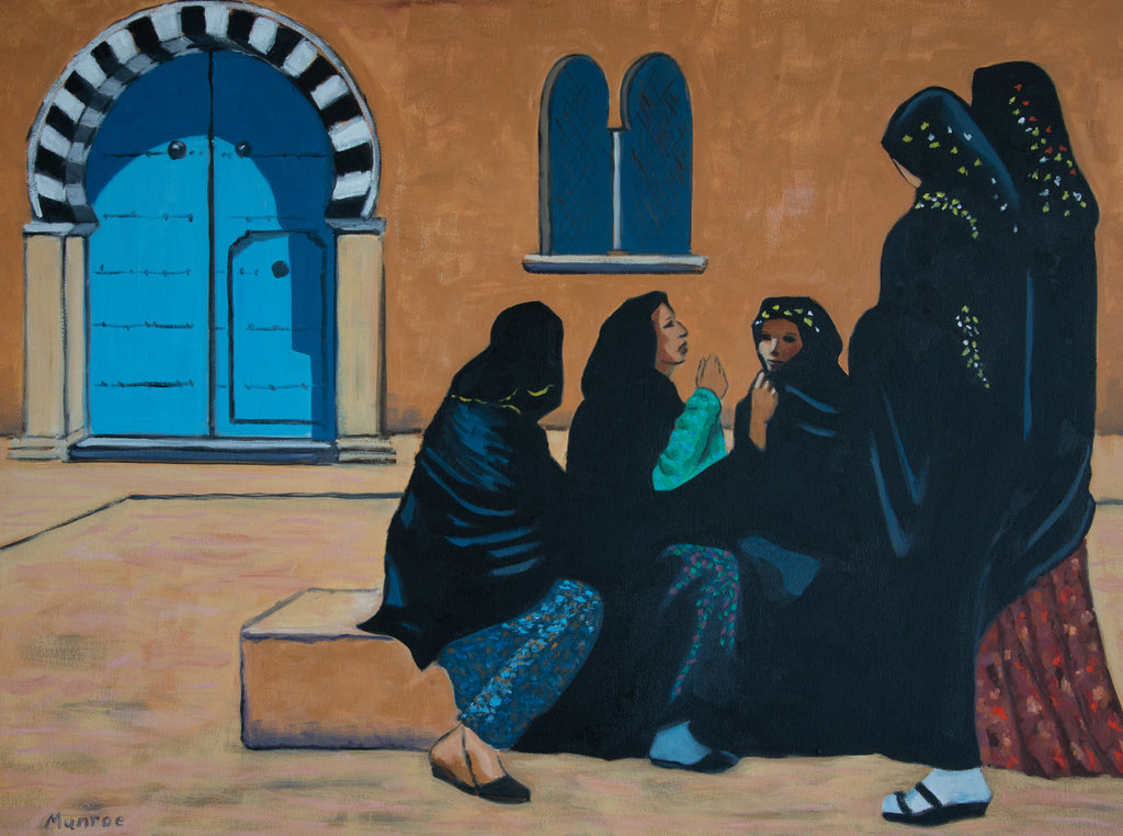 "Souvenir of North Africa, Moroccan Women in Conversation."    30"x40"  2004